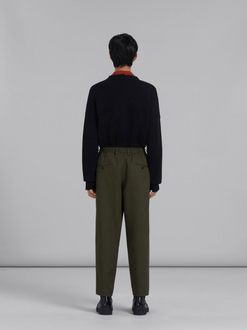 Marni Cropped Trousers Gabardine Groen | MBEHR29425