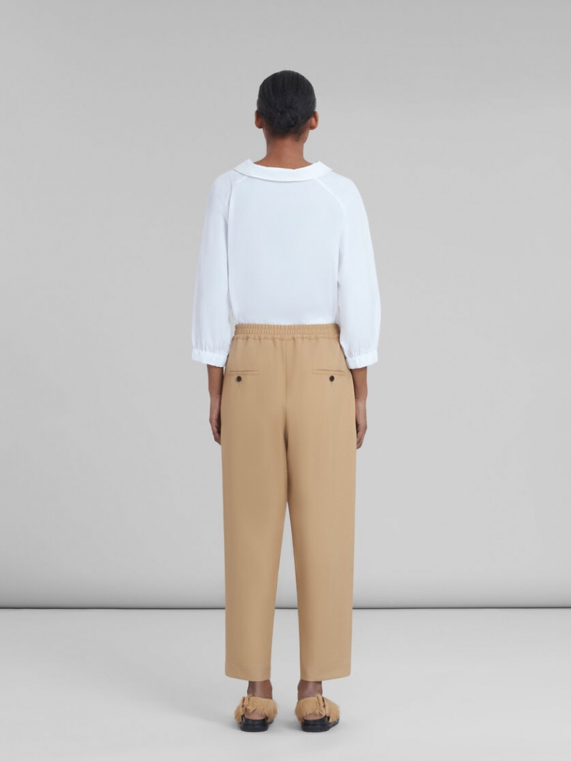 Marni Cropped Trousers In Beige Tropical Wol Beige | XBEBH73491