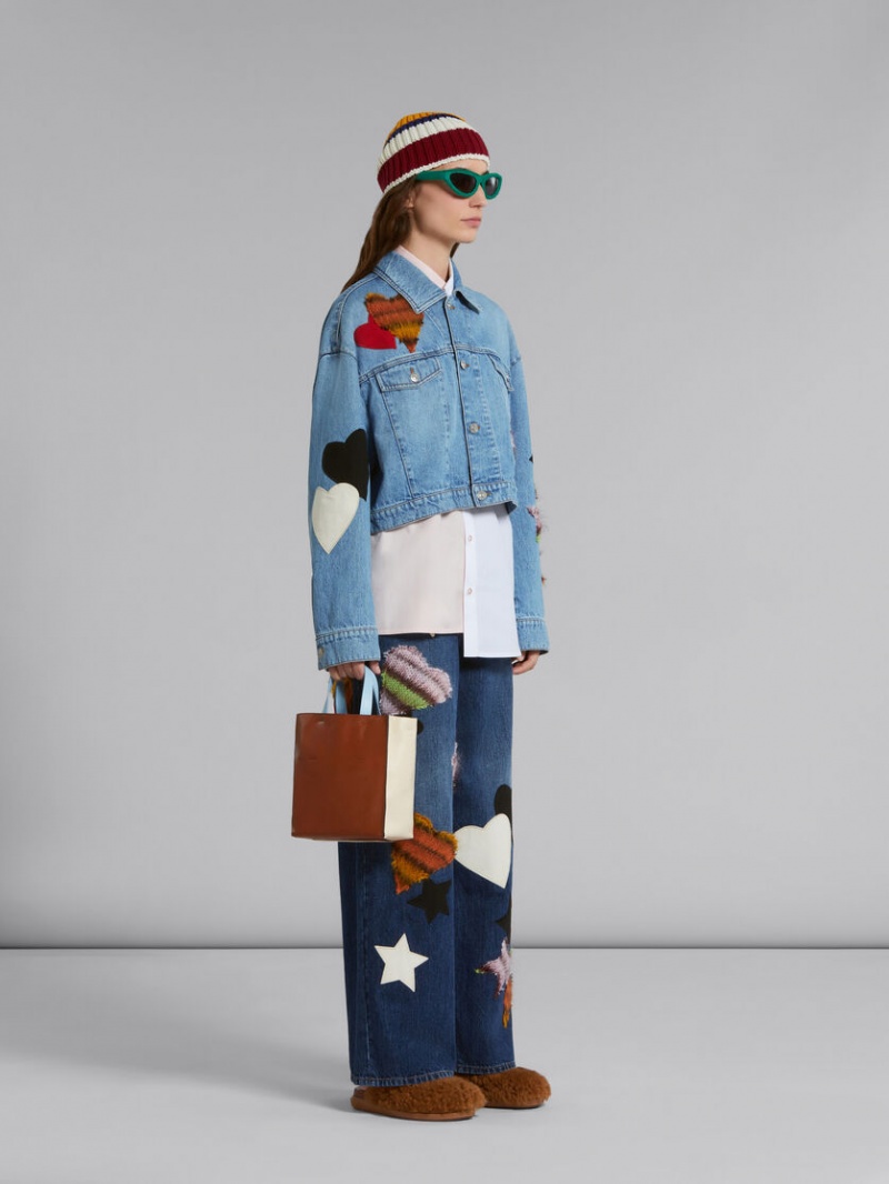 Marni Denim Jacket With Patches Blauw | BBESD58442