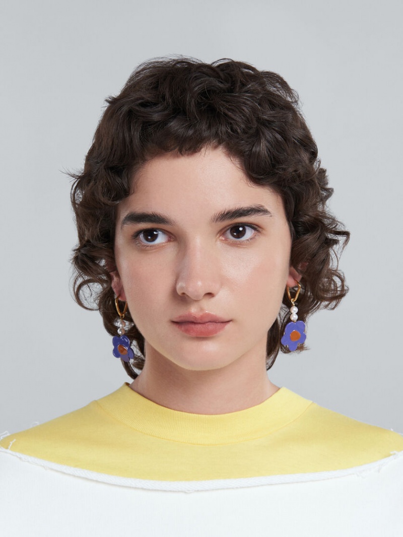 Marni Earrings With Flower Paars Bloemen | BEJZR71573