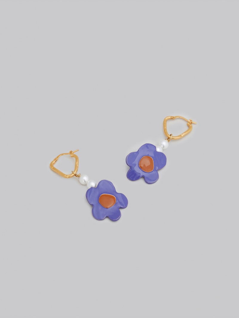 Marni Earrings With Flower Paars Bloemen | BEJZR71573