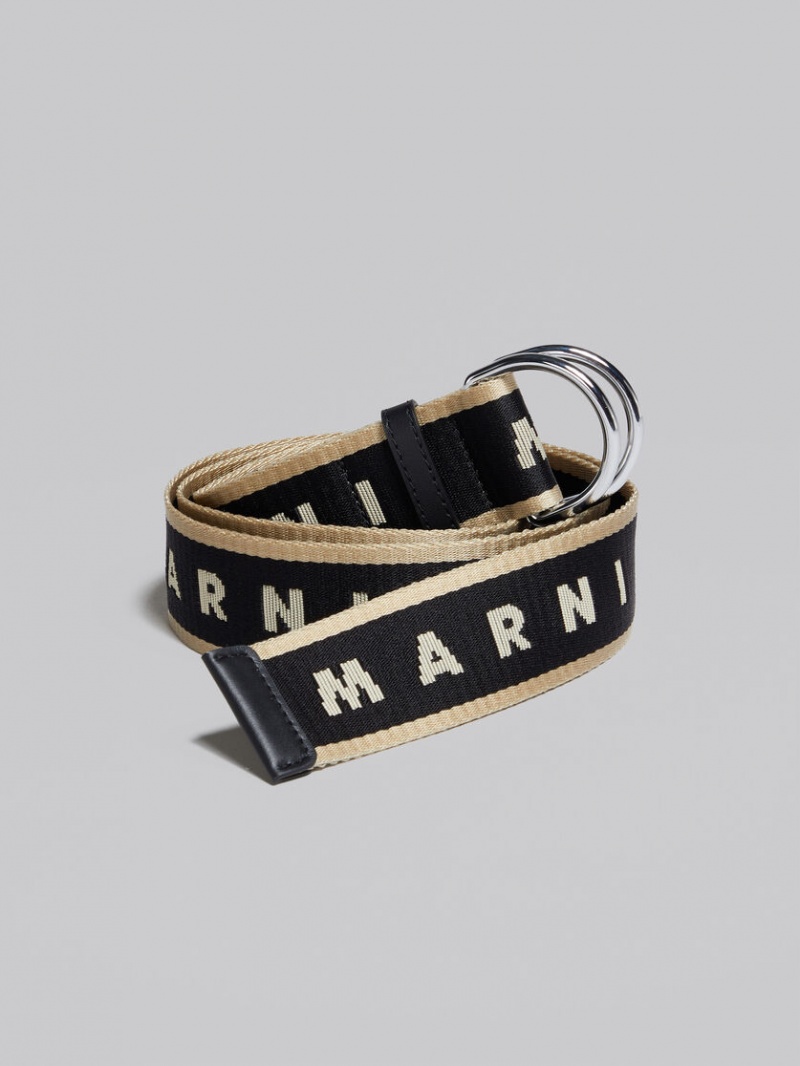 Marni Fabric Slider Belt With Logo Zwart | GBEEC89912