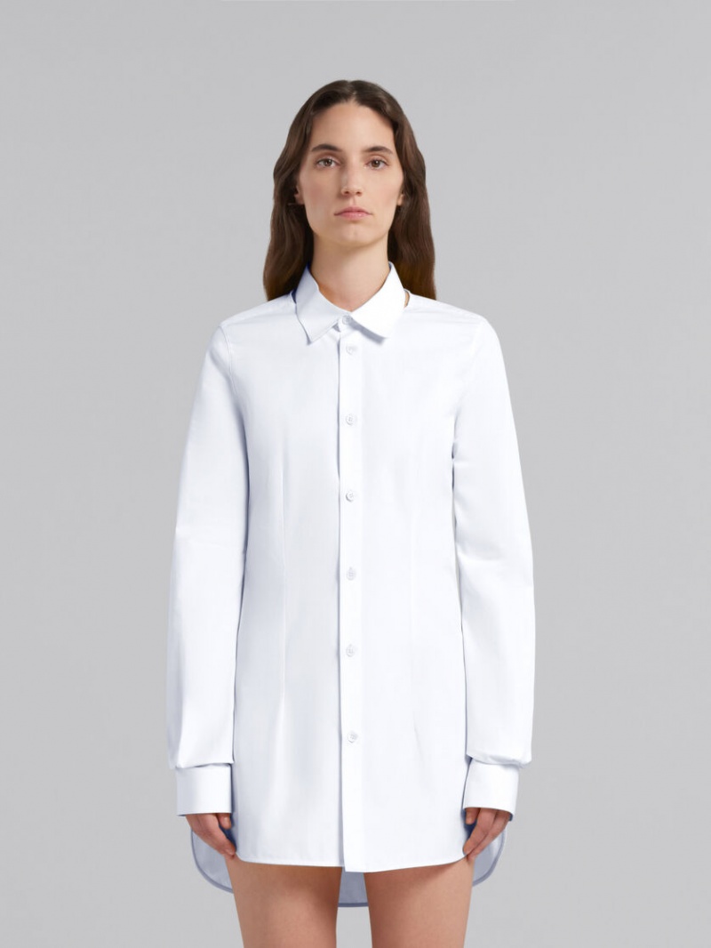 Marni Fitted Poplin Shirt With Balloon Sleeves Wit | BEQAV90671