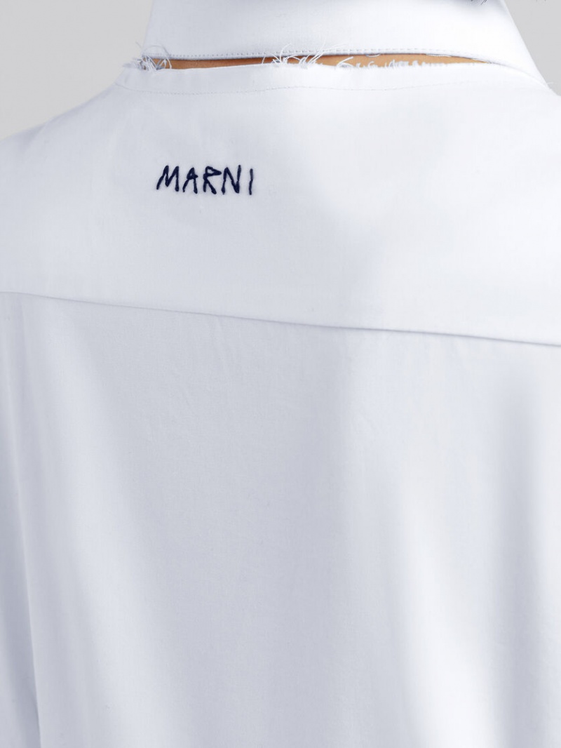 Marni Fitted Poplin Shirt With Balloon Sleeves Wit | BEQAV90671