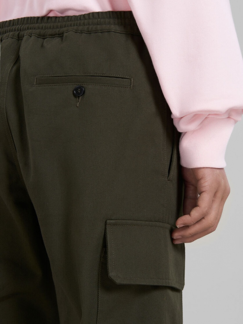 Marni Gabardine Cargo Pants With Drawstring Taille Groen | UBEND57287