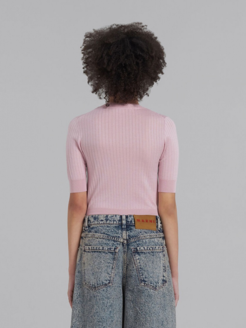 Marni Geribbeld Wol And Silk Jumper Roze | BEXMI72261