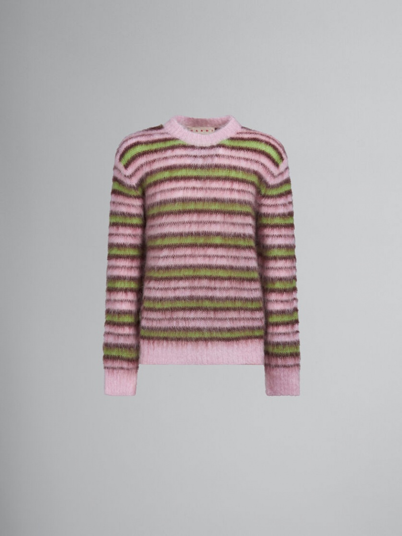 Marni Gestreept Mohair Trui Roze | PBEER92108