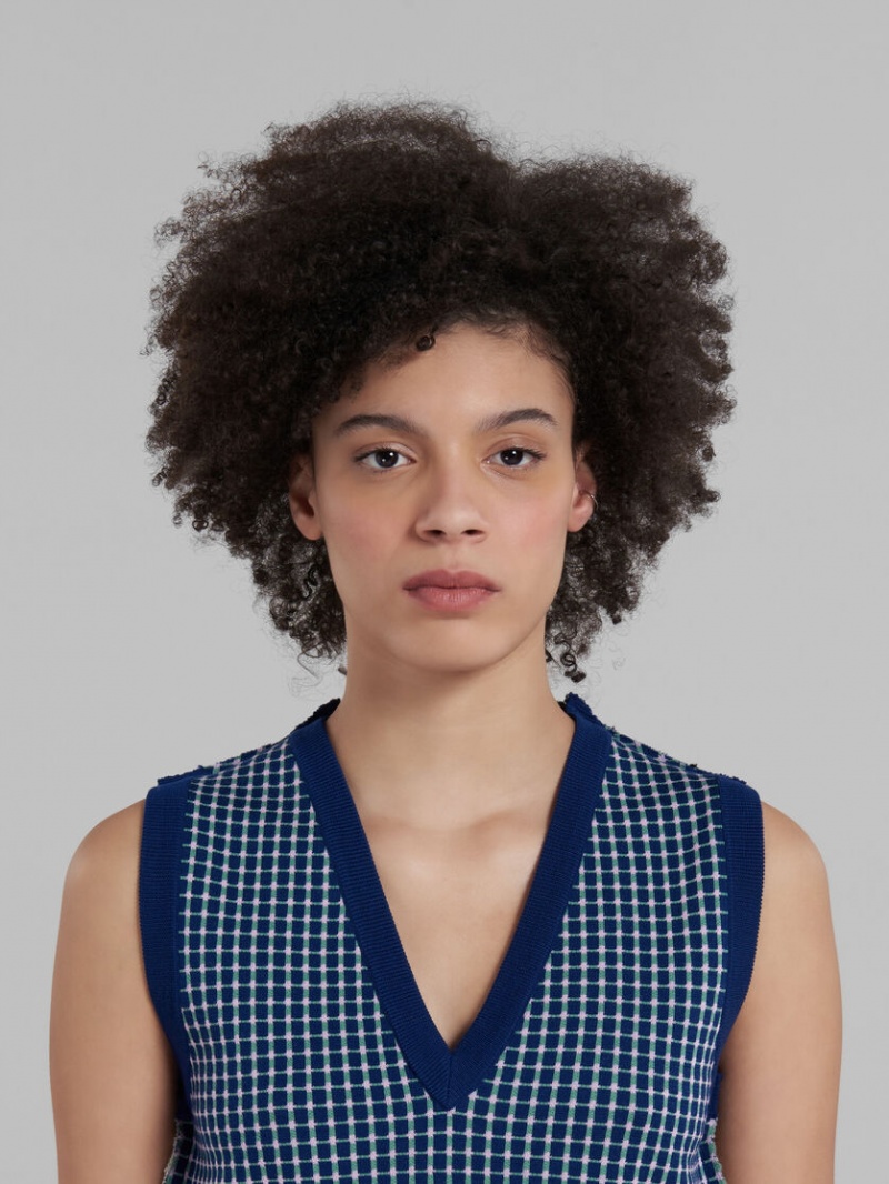 Marni Half-and-half Mouwloos Jumper Blauw | ZBEMJ20133