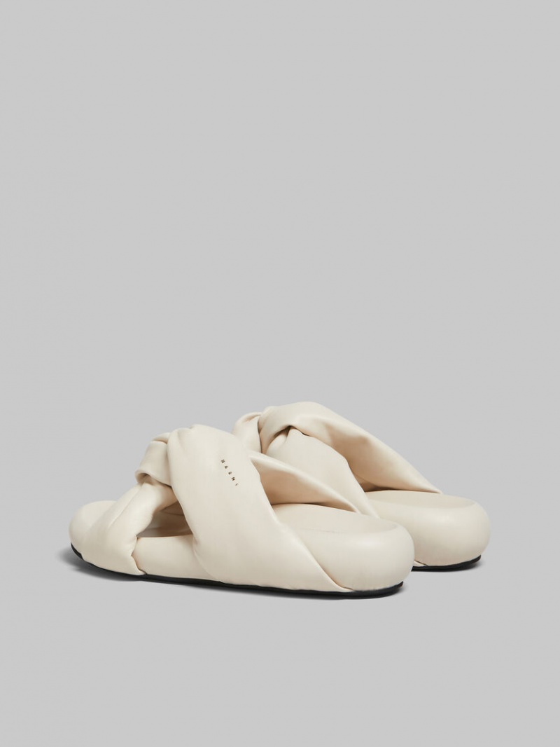 Marni Ivory Twisted Leren Bubble Sandal Wit | BENZX51229