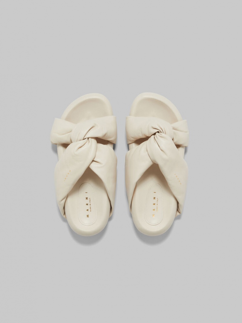 Marni Ivory Twisted Leren Bubble Sandal Wit | BENZX51229