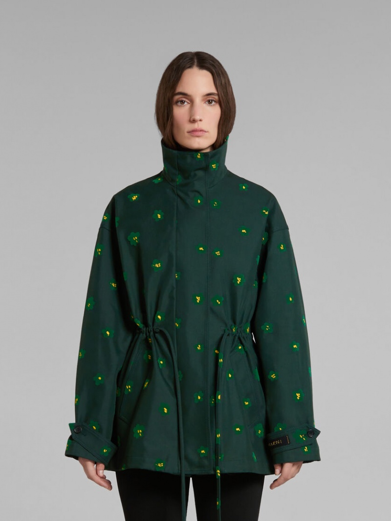 Marni Jacket With Draft Flower Print Groen Bloemen | BEQAV63502