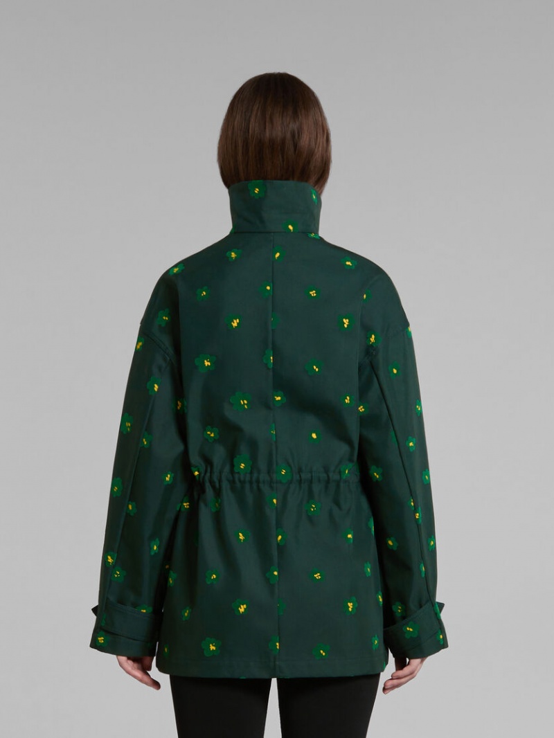 Marni Jacket With Draft Flower Print Groen Bloemen | BEQAV63502