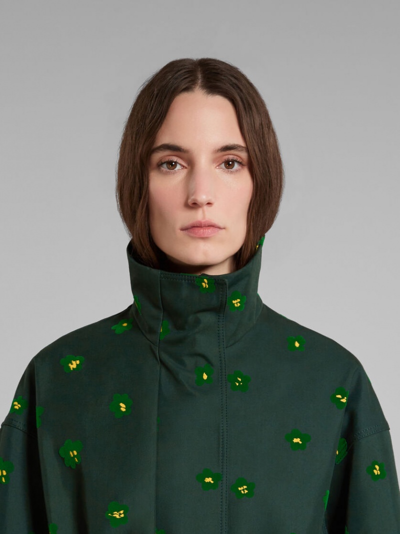 Marni Jacket With Draft Flower Print Groen Bloemen | BEQAV63502