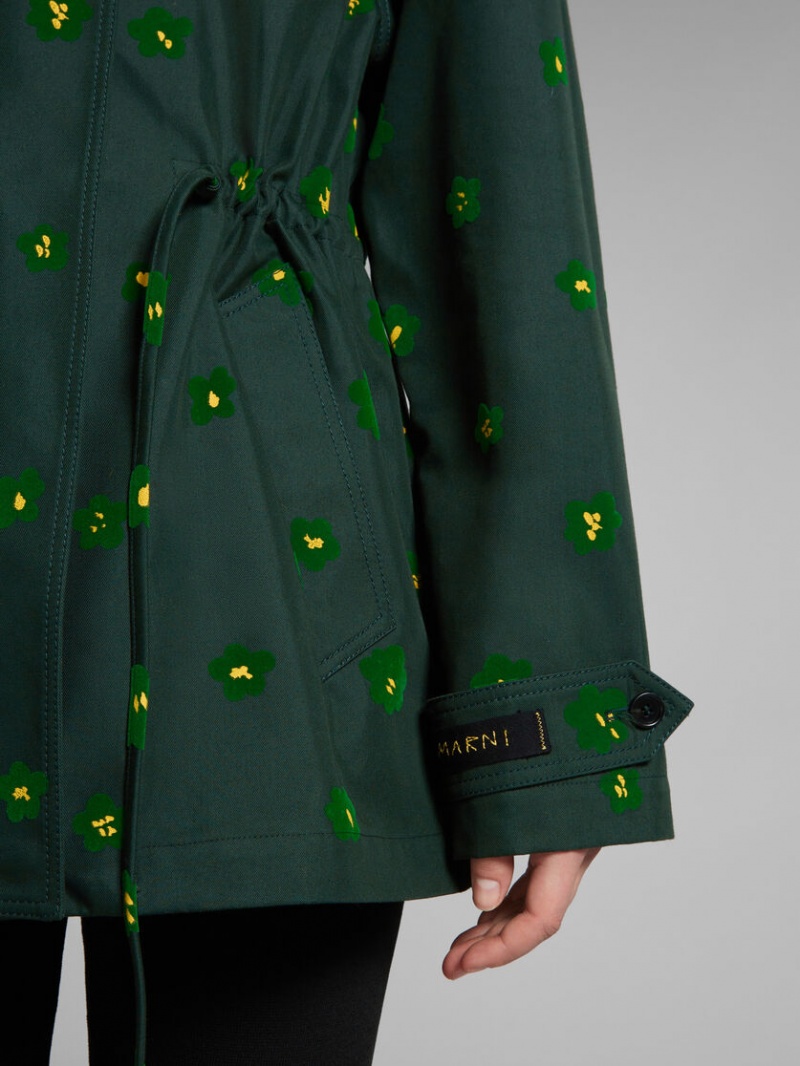 Marni Jacket With Draft Flower Print Groen Bloemen | BEQAV63502