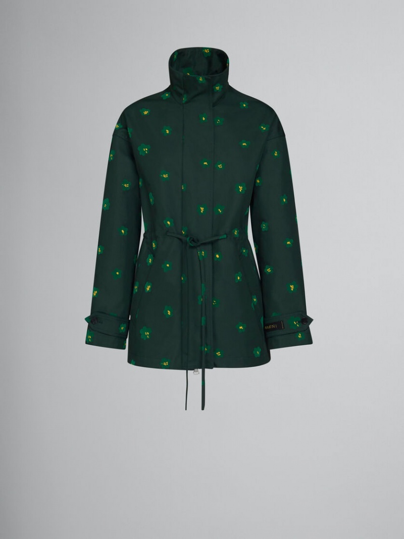 Marni Jacket With Draft Flower Print Groen Bloemen | BEQAV63502