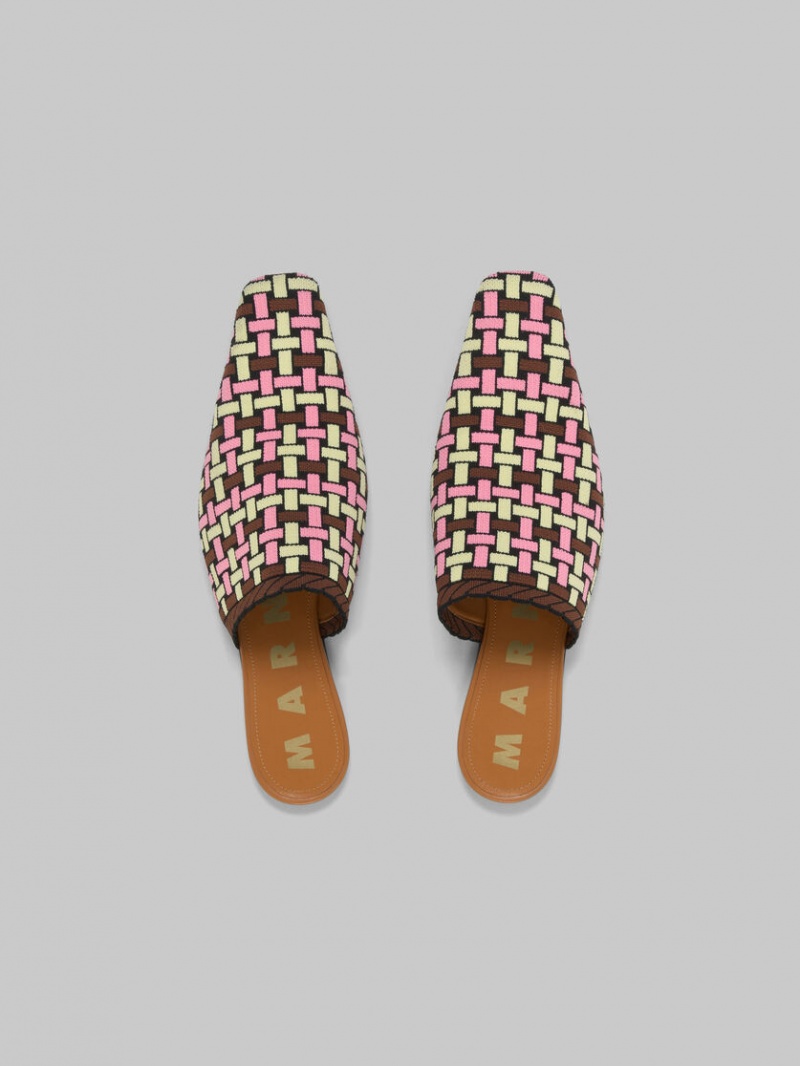 Marni Jacquard Mule Lichtgeel Bruin Roze | UBEND58879