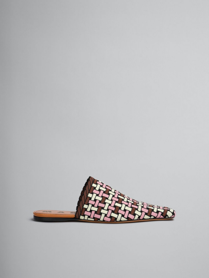 Marni Jacquard Mule Lichtgeel Bruin Roze | UBEND58879