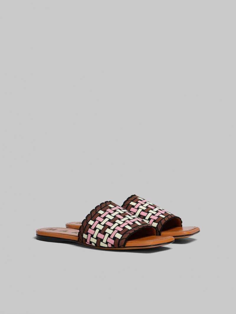 Marni Jacquard Sandal Lichtgeel Bruin Roze | MBEFT44451