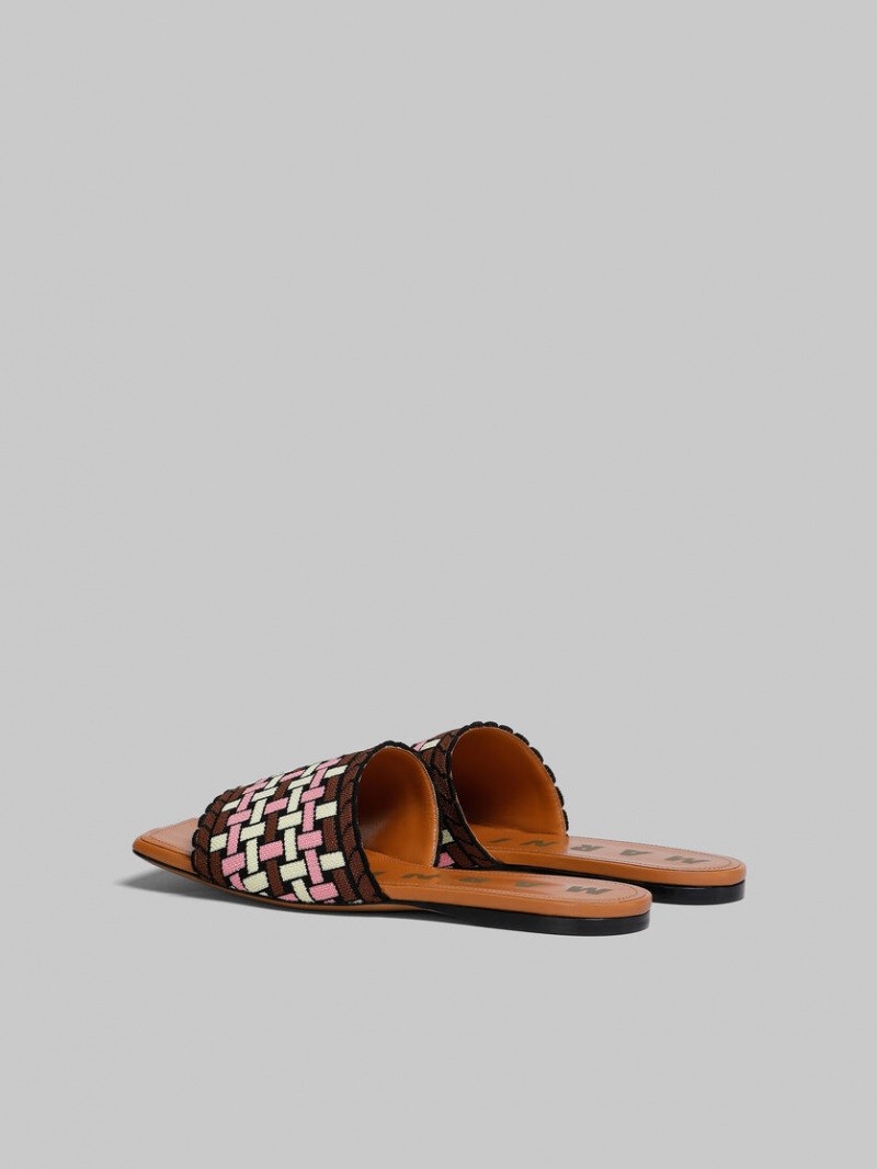 Marni Jacquard Sandal Lichtgeel Bruin Roze | MBEFT44451