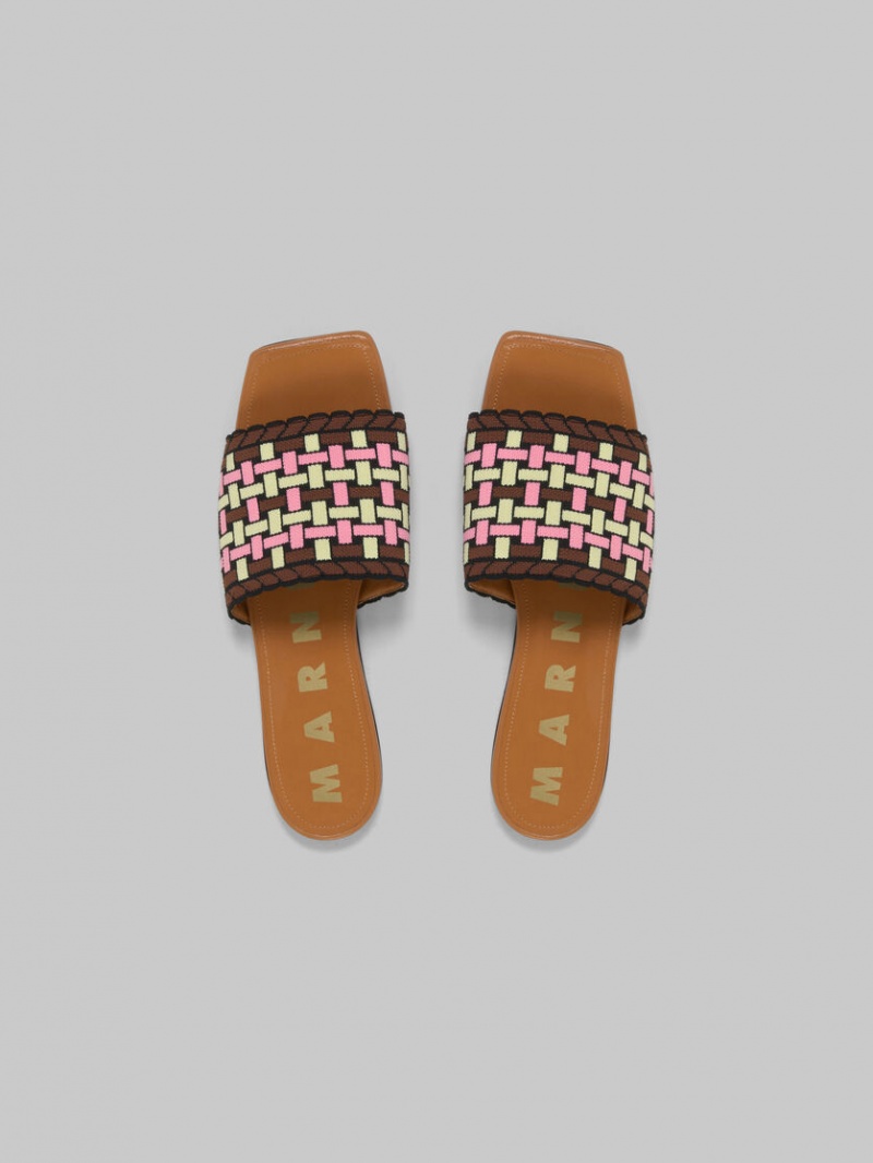 Marni Jacquard Sandal Lichtgeel Bruin Roze | MBEFT44451