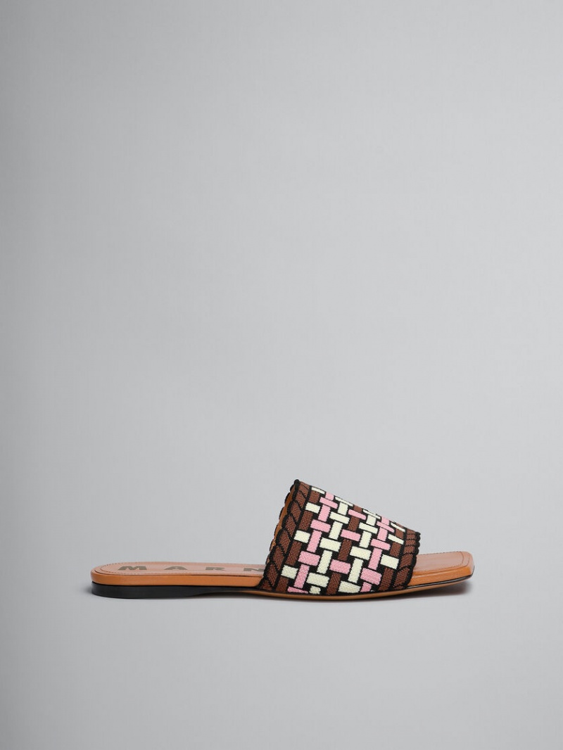 Marni Jacquard Sandal Lichtgeel Bruin Roze | MBEFT44451