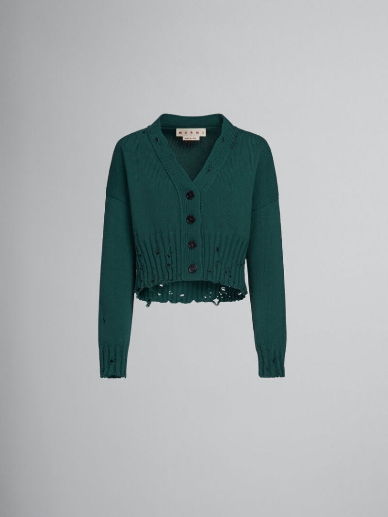 Marni Katoenen Cropped Cardigan Groen | DBEKV88481