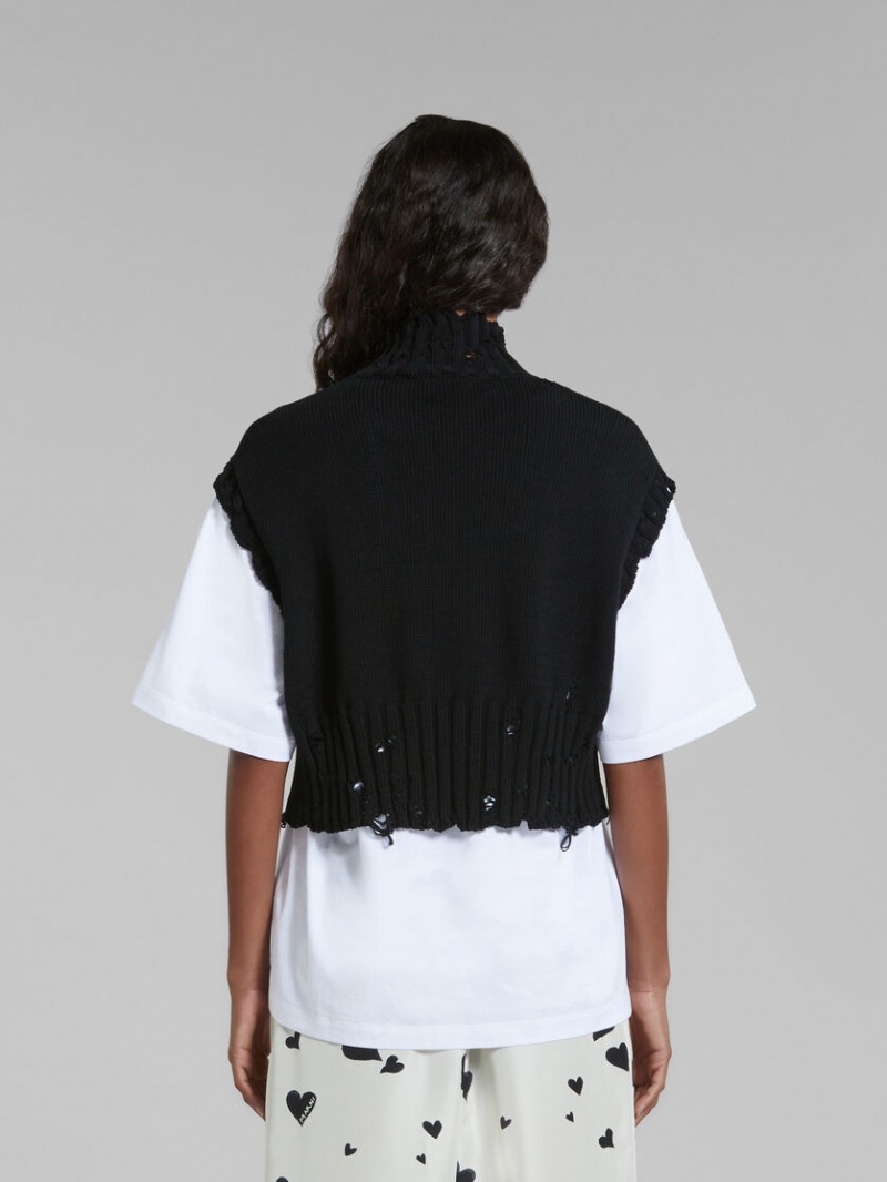 Marni Katoenen Cropped Vest Zwart | XBEGW91222