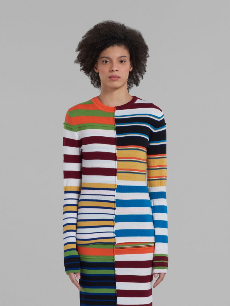 Marni Knit Trui With Patchwork Stripes Colourful | SBEVO41233