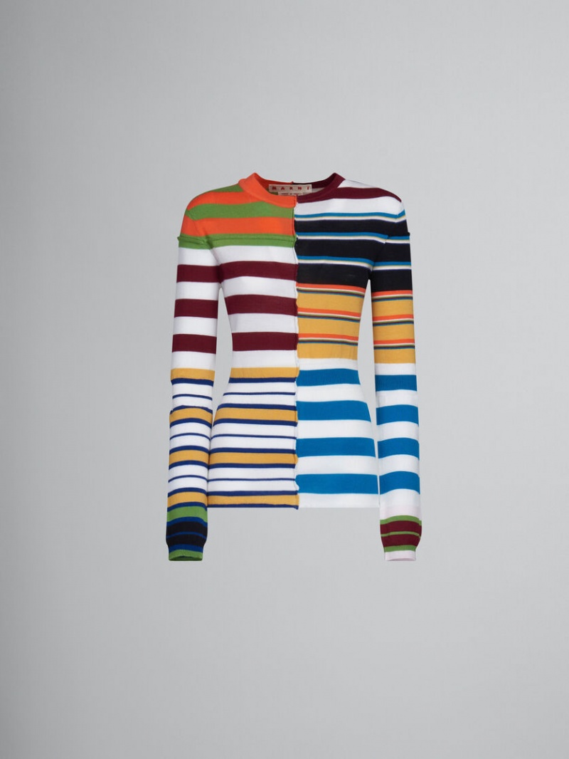 Marni Knit Trui With Patchwork Stripes Colourful | SBEVO41233