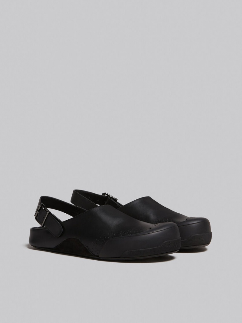 Marni Leren And Suede Dada Sabot Zwart | MBEFT16093