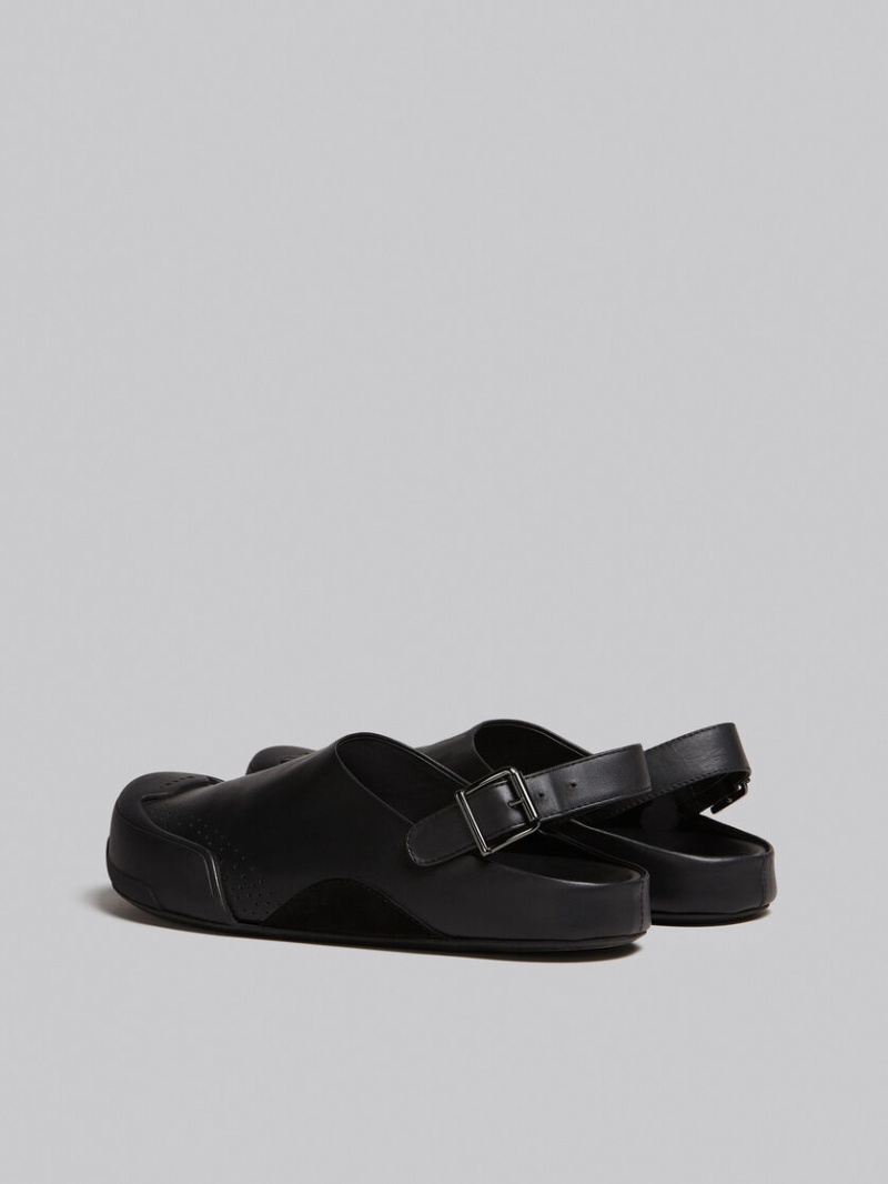 Marni Leren And Suede Dada Sabot Zwart | MBEFT16093