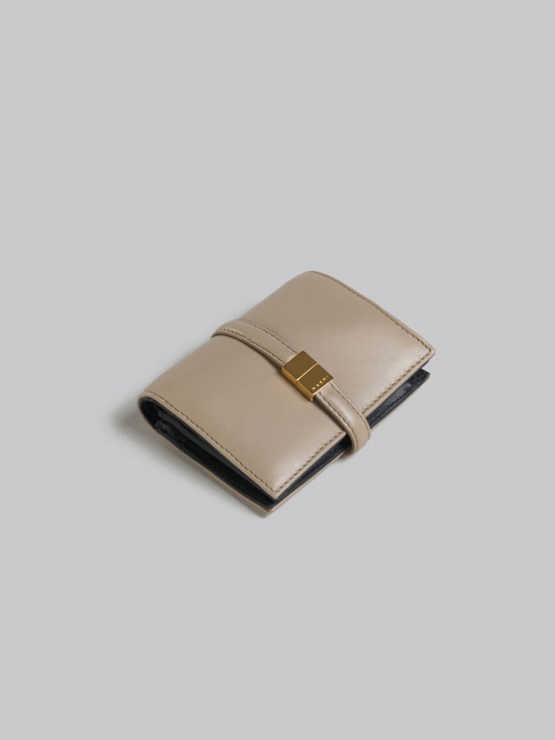 Marni Leren Bifold Prisma Wallet Beige | BEEGJ92907