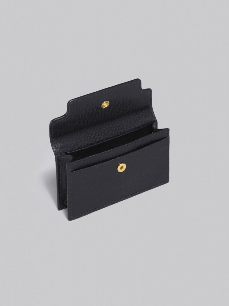 Marni Leren Business Card Case Zwart | BEZDE81137