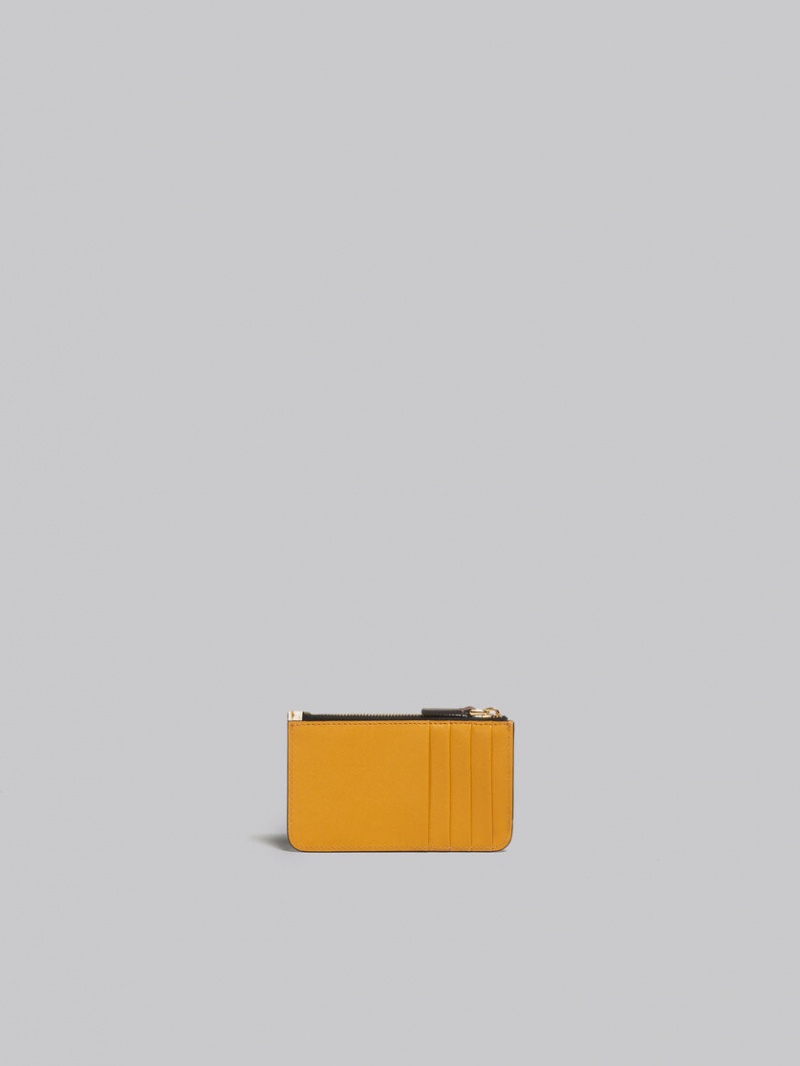 Marni Leren Card Case Bruin Wit Oranje | BEJVR10646