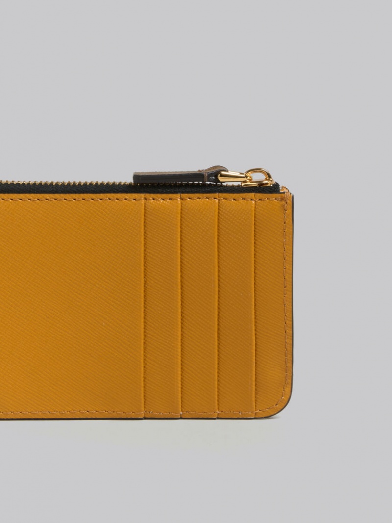 Marni Leren Card Case Bruin Wit Oranje | BEJVR10646