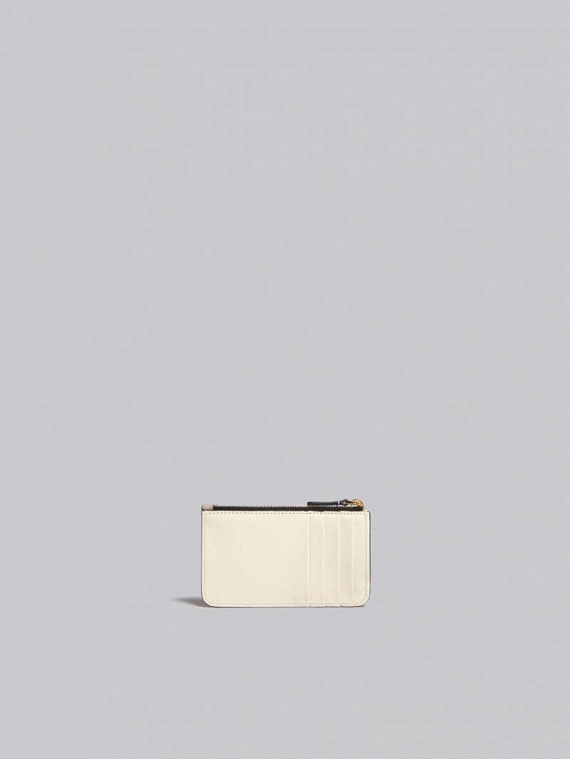 Marni Leren Card Case Lichtblauw Beige Wit | BEDYB80682