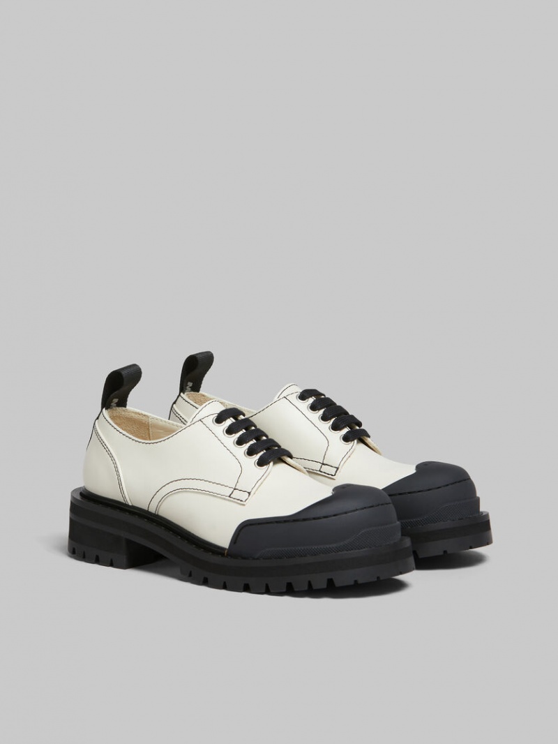 Marni Leren Dada Army Derby Shoe Wit | BEXBR31217