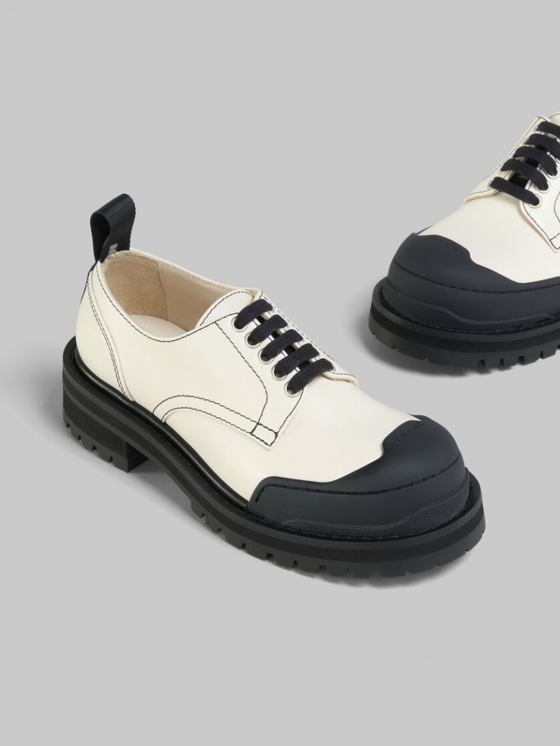 Marni Leren Dada Army Derby Shoe Wit | BEXBR31217