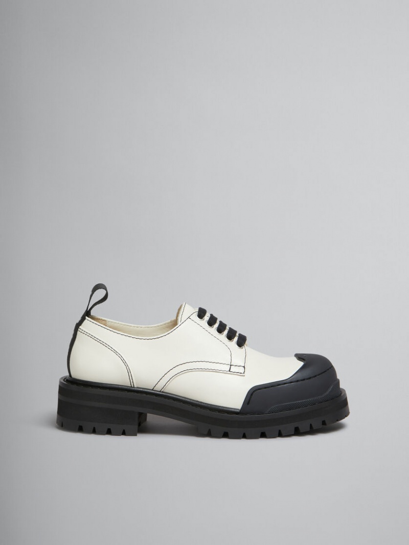 Marni Leren Dada Army Derby Shoe Wit | BEXBR31217