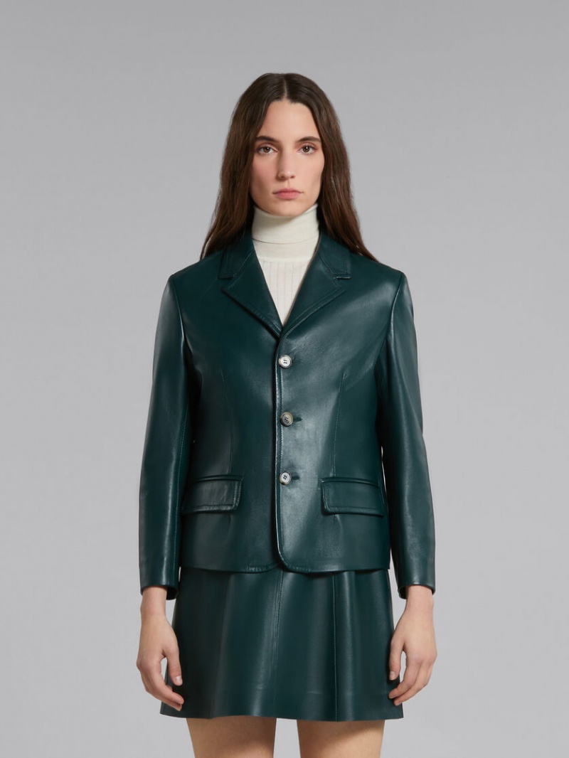 Marni Leren Jacket Groen | XBEBH74492