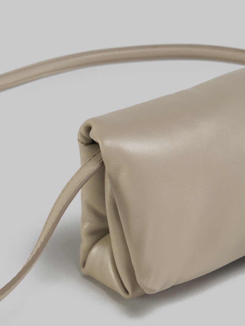 Marni Leren Mini Prisma Pouch Beige | BEQCS62776