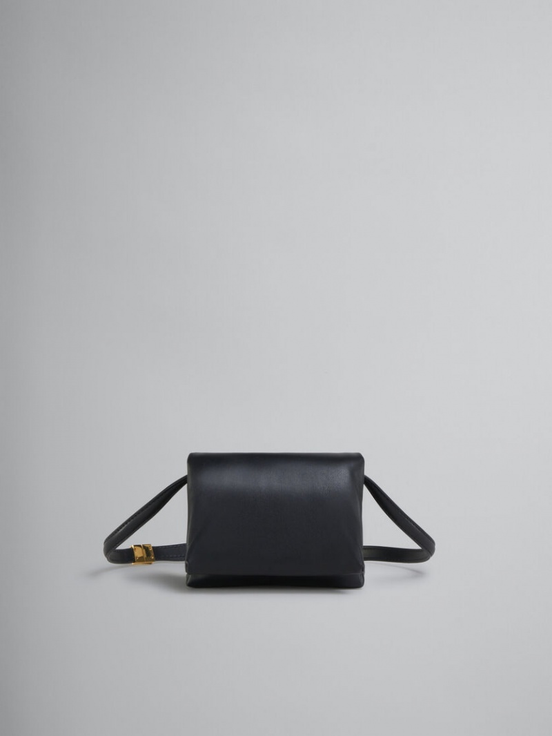 Marni Leren Mini Prisma Pouch Zwart | BEQAV50444