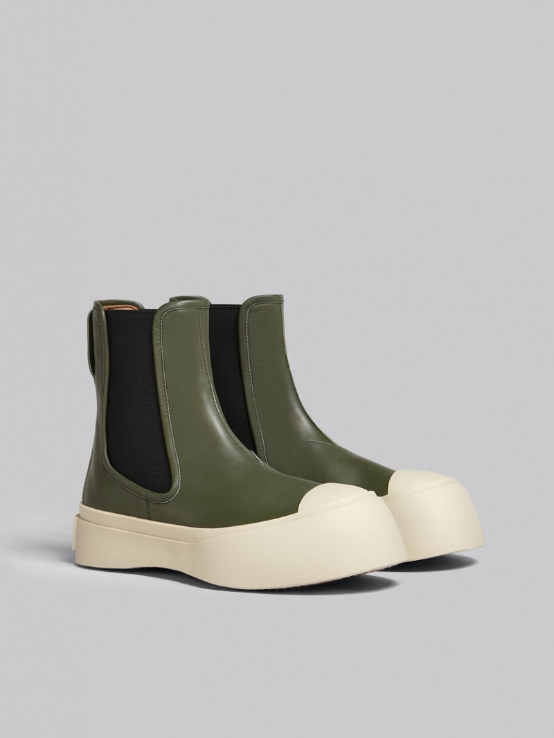 Marni Leren Pablo Chelsea Boot Groen | BEZPD29822