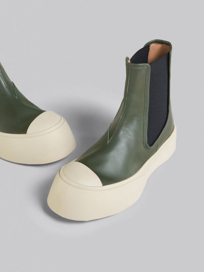 Marni Leren Pablo Chelsea Boot Groen | BEZPD29822