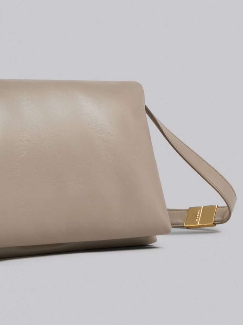 Marni Leren Prisma Shoulder Bag Beige | BEXBR38130