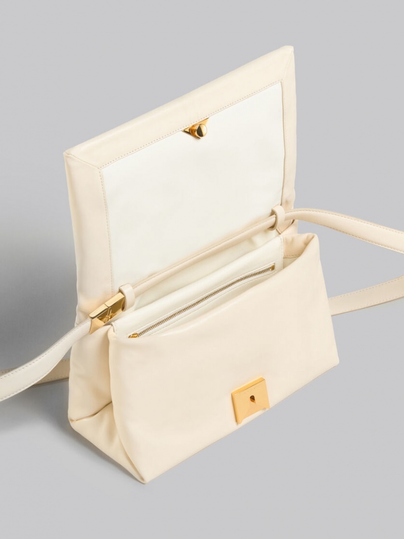 Marni Leren Prisma Shoulder Bag Wit | BEZPD34628