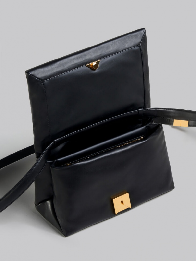 Marni Leren Prisma Shoulder Bag Zwart | SBEVO45340