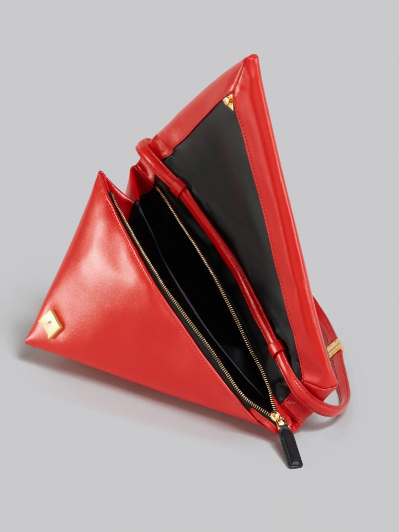 Marni Leren Prisma Triangle Bag Rood | BENZX85225