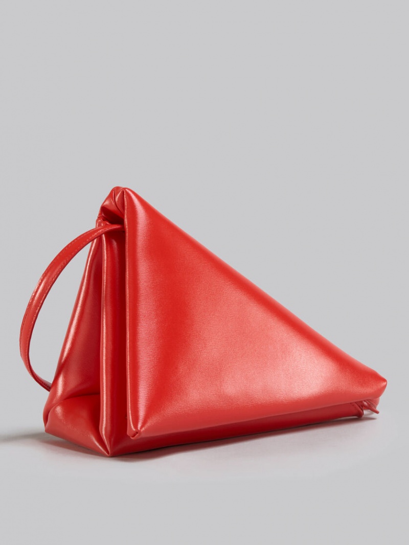 Marni Leren Prisma Triangle Bag Rood | BENZX85225