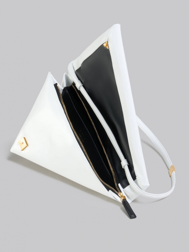 Marni Leren Prisma Triangle Bag Wit | MBEFT75967